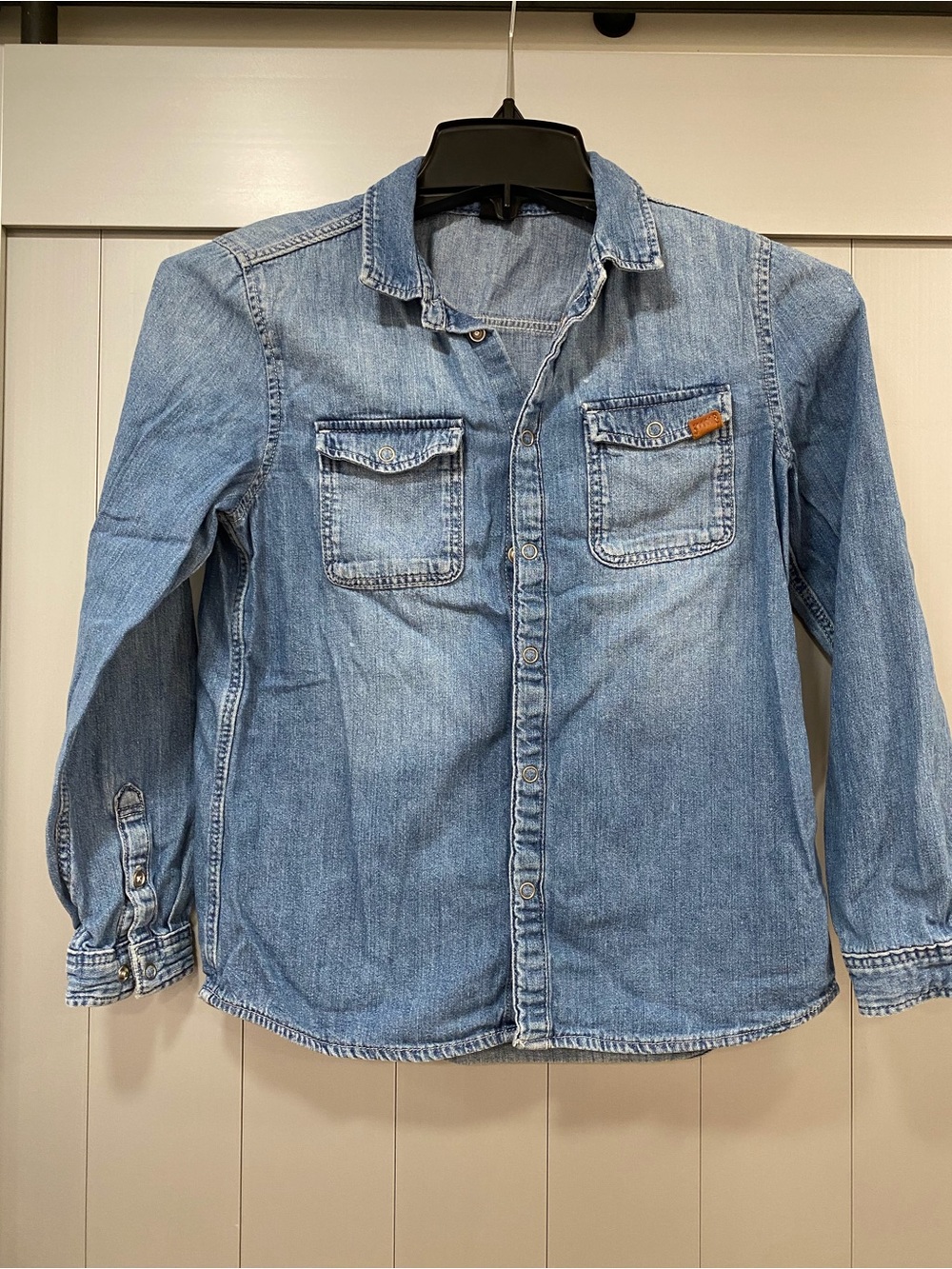 Light Blue Denim Button-Down Shirt - Casual Men's Workshirt